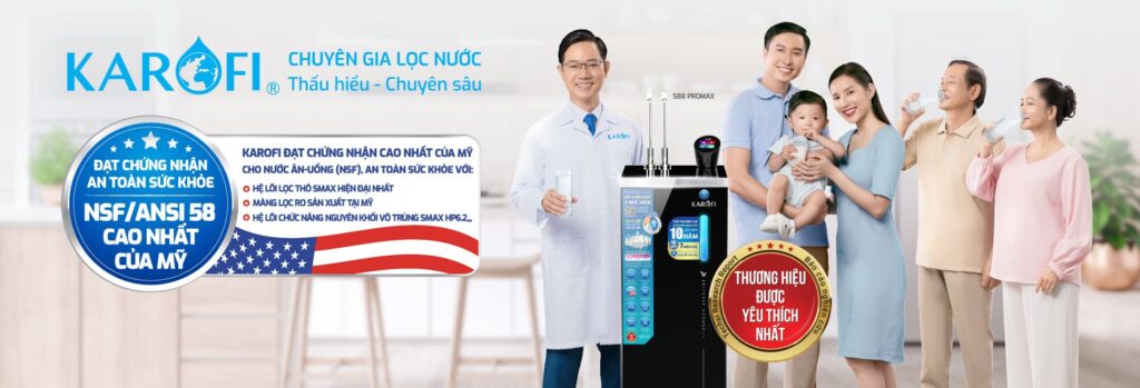 Karofi đạt chứng nhận NSF ANSI 58 cao nhất của Mỹ cho nước ăn uống. Là nguồn nước tinh khiết